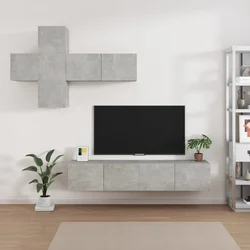 7-dijelni set TV ormarića siva boja betona konstruirano drvo