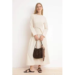 Trendyol Modest Ženska haljina Tctss26Eb00043, Bež