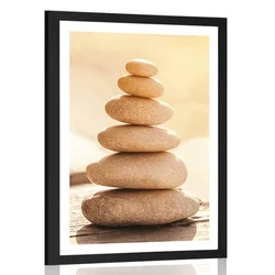 Plakat s paspartujem stabilna piramida iz kamna - 60x90 silver
