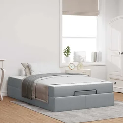 Okvir kreveta s madracem 2 pcs Svjetlosiva tkanina