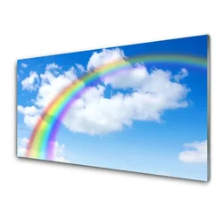 tulup.si Steklena slika Rainbow sky oblaki narava 120x60 cm 4 obešalnika
