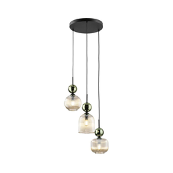Luster na sajli SOPHIA 3xE14/10W/230V crna/zelena/dimno bež