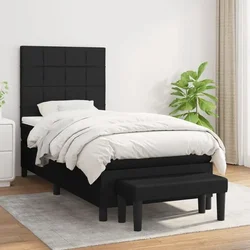 shumee Box spring postelja z vzmetnico črna 80x200 cm blago