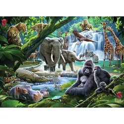 RAVENSBURGER Puzzle Živali v džungli XXL 100 kosov