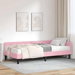 Kutni krevetni okvir s madracem Ostalo 2 pcs Siva Baršun