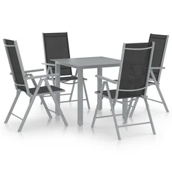 5-dijelni vrtni blagovaonski set aluminijski srebrno-crni