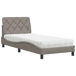 Vidaxl Postelja z vzmetnico taupe 90x200 cm blago