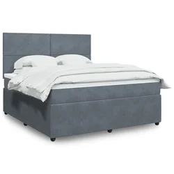 vidaXL Box spring postelja z vzmetnico temno siva 180x200 cm žamet