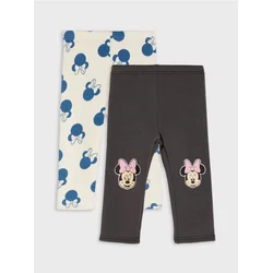 Sinsay - Postavljene pamučne helanke 2 pack Minnie Mouse - tamno siva