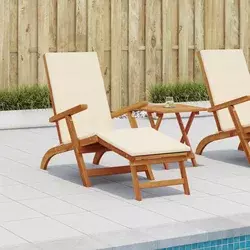 Ležaljka koja se može preklopiti i nagnuti 2 pcs Krem bijela