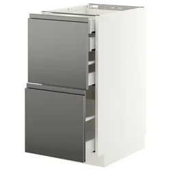 METOD / MAXIMERA Pod.orm.2front/2dnj/1srd/1vis.fiok, bela/Voxtorp im. nerđajućeg čelika, 40x60 cm