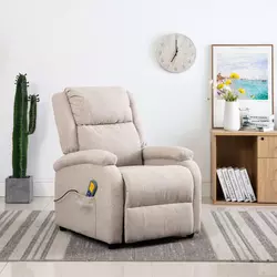 Električna masažna fotelja od tkanine krem
