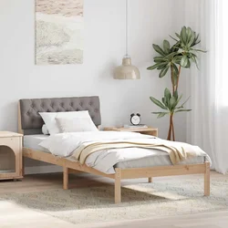 vidaXL Kovinska posteljna konstrukcija Rjava in taupe 90 x 190 cm