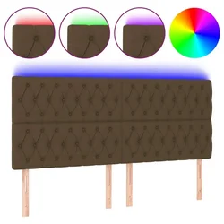 Vidaxl LED posteljno vzglavje temno rjavo 180x7x118/128 cm blago