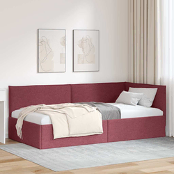 vidaXL Kotna postelja z vzglavjem vinsko rdeča 90 x 200 cm blago