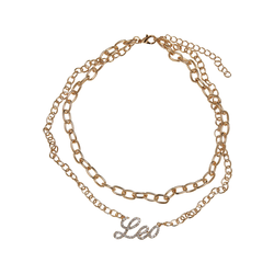 Diamond Zodiac Leo Necklace - Gold Color