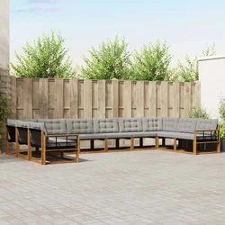Set vanjskih sofa 10 kom. Prirodna i svijetlo siva