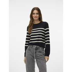 Beige-black womens striped sweater Vero Moda Saba