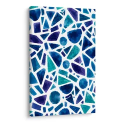 Slika turkizna abstrakcija geometrijskih elementov - 40x60