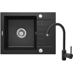 Deante ZQZ 211A Sudopera, 1 korito, 15cm, Granitna + BEN 262M Slavina, 355mm, Crna