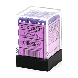 Kockice Chessex - Opaque - Purple & White - Dice Block (36) 12mm