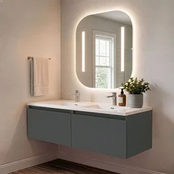 Skye Decor Set kupatilskog ormarića sa umivaonikom i ogledalom, 2 dela, Antracit