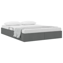Vidaxl Postelja s shranjevanjem Temno siva 135 x 190 cm blago
