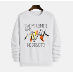 MAFIMI Muški duks Sve mi uzmite samo alat ne dirajte, Beli