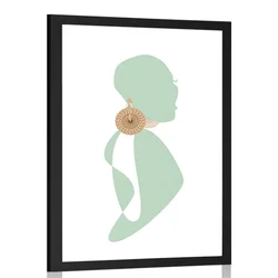 Plakat s paspartujem silhueta ženske na belem ozadju - 40x60 silver