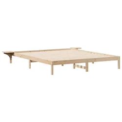 Vidaxl Posteljni okvir s stranskimi omaricami Naravna 200 x 210 cm