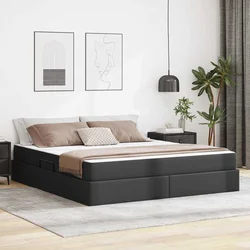 Krevet s madracem i skladištem s madracem 2 pcs Crna Koža