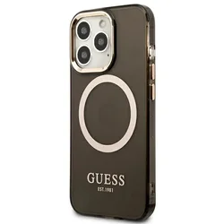 GUESS Futrola za iPhone 13 Pro Max Black Gold Outline Translucent MagSafe