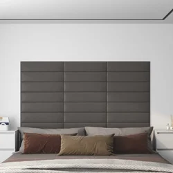 Vidaxl Stenska glavna postelja 12 kos 60 x 15 cm Siva blago