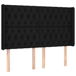Vidaxl Vzglavje z ušesi črno 147x16x118/128 cm blago
