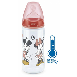 NUK FC + steklenička Mickey z nadzorom temperature, 300 ml - rdeča
