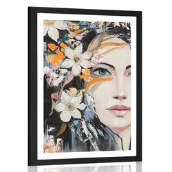 Plakat s paspartujem originalna slika ženske - 60x90 silver