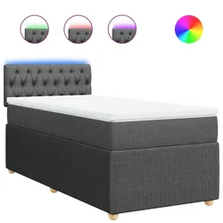 Vidaxl Box spring postelja z vzmetnico temno siva 100x200 cm blago