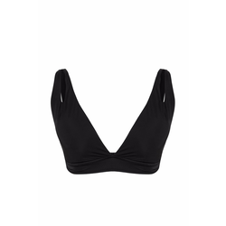 Trendyol Curve Black Deep V Neck Cut Out Detail Plus Size Bikini Top