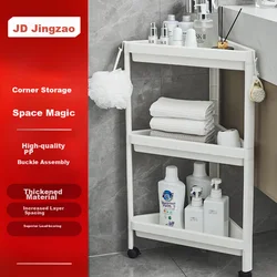 JD Original Ugaona polica sa točkićima za kupatilo, 3 nivoa, Bela