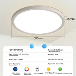 Huipujinggong Plafonska lampa LED, 30 W, 30 cm, Bela