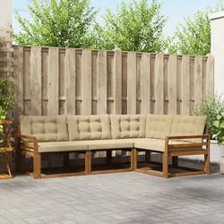 Set vanjskih sofa s jastukom 4 pcs Prirodna i bež