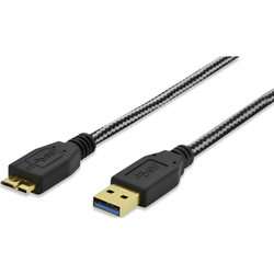 ednet USB 3.0 priključni kabel [1x USB 3.0 utikač A - 1x USB 3.0 utikač Micro B] ednet 1.80 m crna pozlaćeni utični kontakti, UL certi