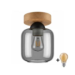 BRILAGI - LED stropno svetlo R GLASS 1xE27/60W/230V prečnik 14 cm hrast/dimno siva