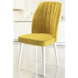 Hanah Home set trpezarijskih stolica Etra 6 kom, senf žuta tkanina Jerry, bele drvene noge