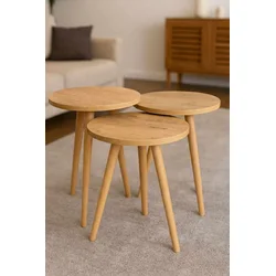 Hanah Home Set uklopivih stočića, 3 komada, Krem