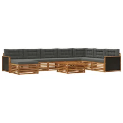 Set vanjskih sofa 9 pcs Prirodna i antracit Čvrsto drvo akacije