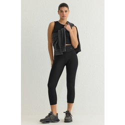 Trendyol Black Reflective Print Detail Capri Length Knitted Sports Tights
