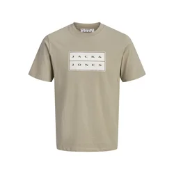 JACK & JONES Majica JCOFusion greige / bela