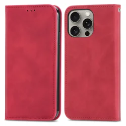 Rdeča Elegantna Flip torbica (iPhone 15 Pro Max)