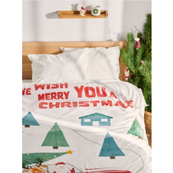 Sinsay - Božićni prekrivač za krevet sa printom i natpisom „We wish you a Merry Christmas“ - šareno